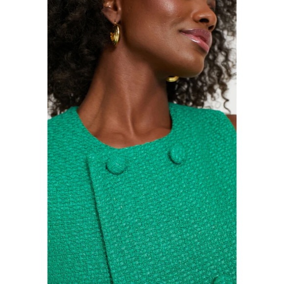 Pomander Place Emerald Green Tweed Bianca Dress Women’s Medium Tuckernuck - Picture 6 of 15